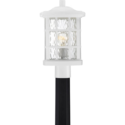 Quoizel Stonington 16in 1-Light Outdoor Lantern | Traditional Matte White and Clear Water Glass | Front Door & Porch | Model SNN9009W