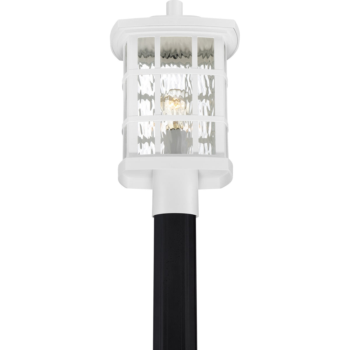 Quoizel Stonington 16in 1-Light Outdoor Lantern | Traditional Matte White and Clear Water Glass | Front Door & Porch | Model SNN9009W