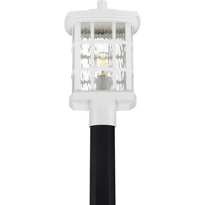 Quoizel Stonington 16in 1-Light Outdoor Lantern | Traditional Matte White and Clear Water Glass | Front Door & Porch | Model SNN9009W