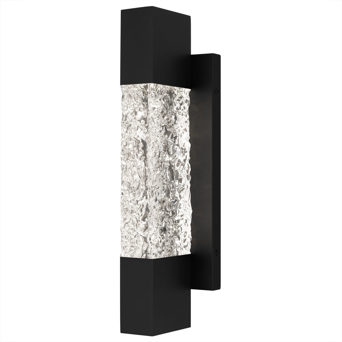 Quoizel Solace 16in LED Outdoor Lantern | Contemporary Matte Black and Clear Textured Glass | Front Door & Porch | Model SOL8404MBK