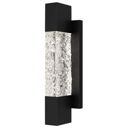 Quoizel Solace 16in LED Outdoor Lantern | Contemporary Matte Black and Clear Textured Glass | Front Door & Porch | Model SOL8404MBK