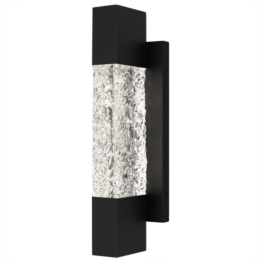 Quoizel Solace 16in LED Outdoor Lantern | Contemporary Matte Black and Clear Textured Glass | Front Door & Porch | Model SOL8404MBK