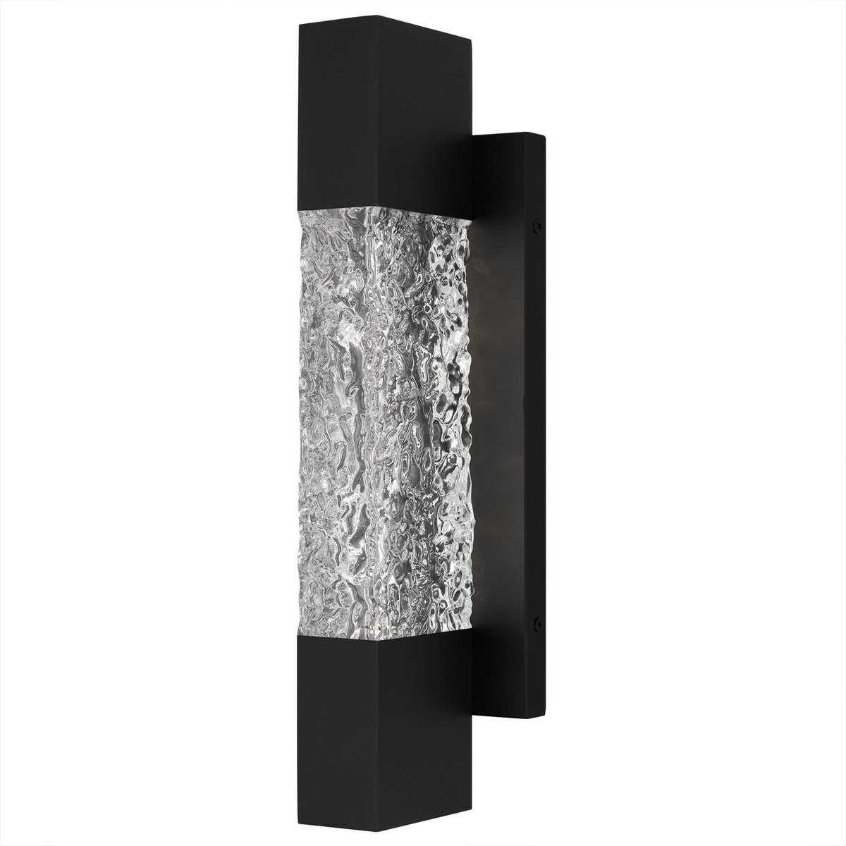Quoizel Solace 16in LED Outdoor Lantern | Contemporary Matte Black and Clear Textured Glass | Front Door & Porch | Model SOL8404MBK