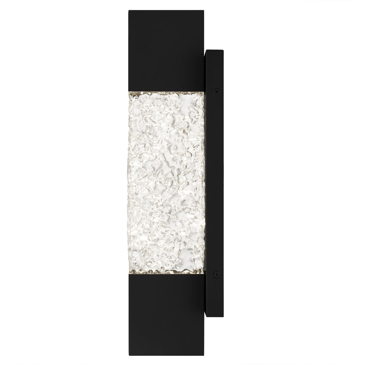 Quoizel Solace 16in LED Outdoor Lantern | Contemporary Matte Black and Clear Textured Glass | Front Door & Porch | Model SOL8404MBK