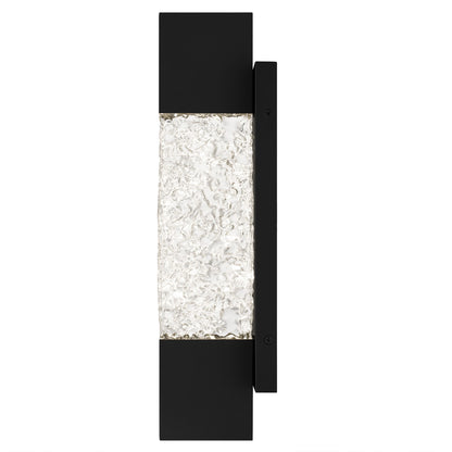 Quoizel Solace 16in LED Outdoor Lantern | Contemporary Matte Black and Clear Textured Glass | Front Door & Porch | Model SOL8404MBK