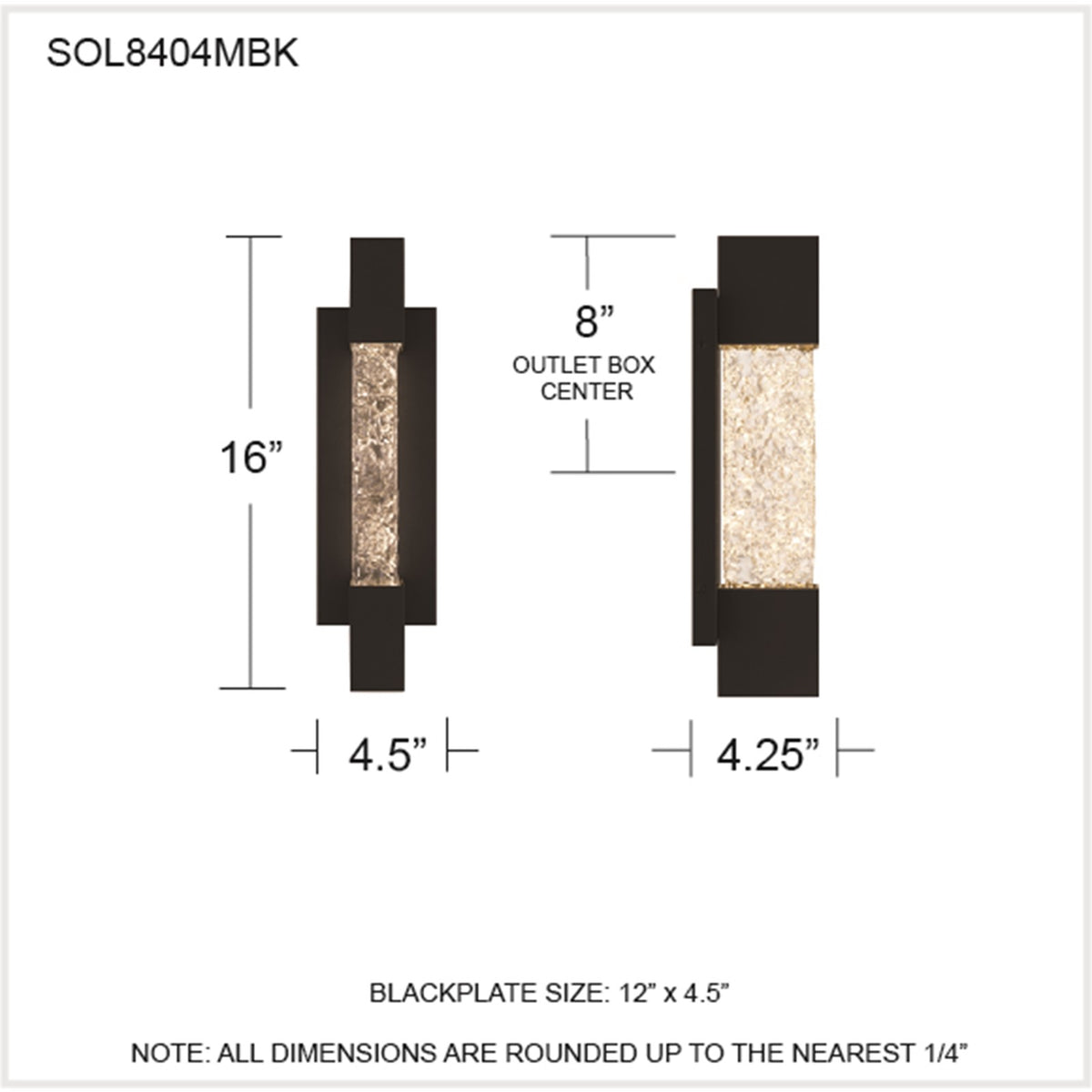Quoizel Solace 16in LED Outdoor Lantern | Contemporary Matte Black and Clear Textured Glass | Front Door & Porch | Model SOL8404MBK