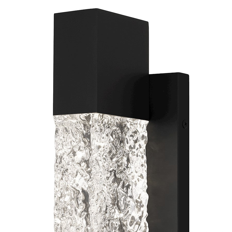Quoizel Solace 16in LED Outdoor Lantern | Contemporary Matte Black and Clear Textured Glass | Front Door & Porch | Model SOL8404MBK