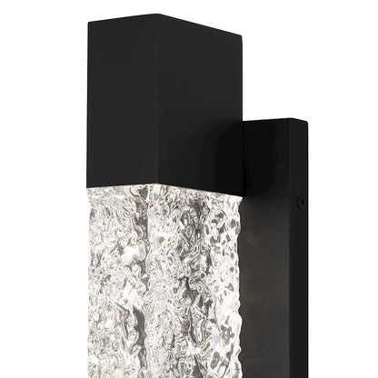 Quoizel Solace 16in LED Outdoor Lantern | Contemporary Matte Black and Clear Textured Glass | Front Door & Porch | Model SOL8404MBK