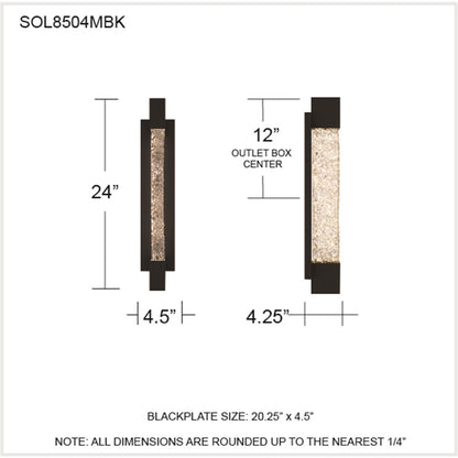 Quoizel Solace 24in LED Outdoor Wall Lantern | Coastal Matte Black Aluminum and Clear Textured Glass | Front Door & Porch | Model SOL8504MBK