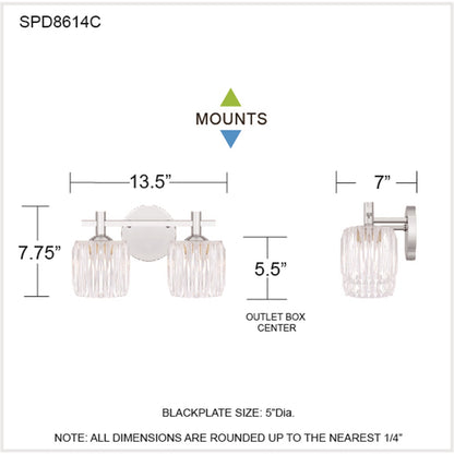 Quoizel Spade 14in 2-Light Vanity Light | Contemporary Polished Chrome and Clear Acrylic | Bathroom Vanity & Powder Room | Model SPD8614C