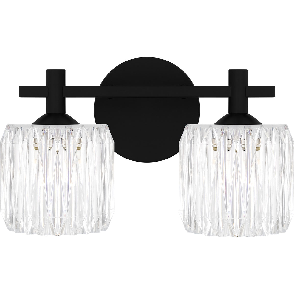 Quoizel Spade 14in 2-Light Vanity Light | Contemporary Matte Black and Clear Acrylic | Bathroom Vanity & Powder Room | Model SPD8614MBK