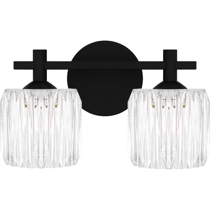 Quoizel Spade 14in 2-Light Vanity Light | Contemporary Matte Black and Clear Acrylic | Bathroom Vanity & Powder Room | Model SPD8614MBK