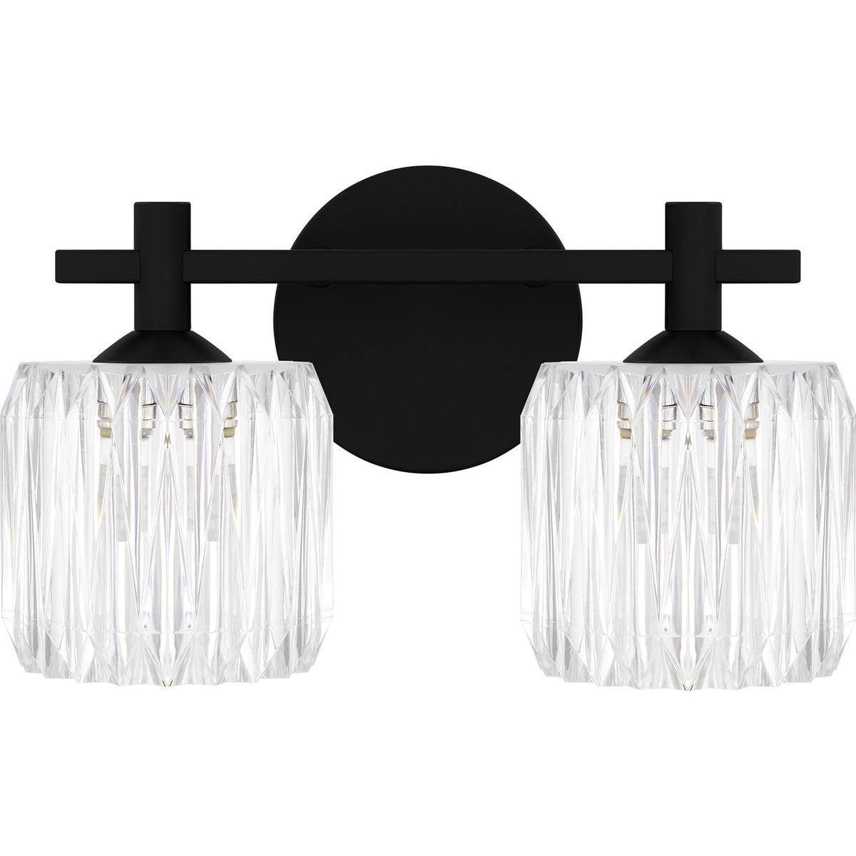 Quoizel Spade 14in 2-Light Vanity Light | Contemporary Matte Black and Clear Acrylic | Bathroom Vanity & Powder Room | Model SPD8614MBK
