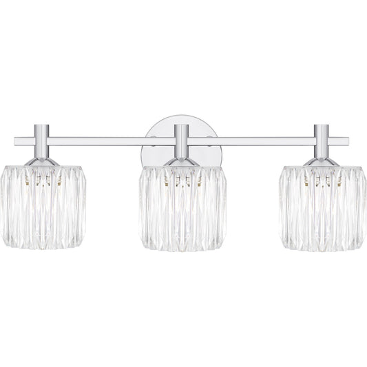 Quoizel Spade 22in 3-Light Vanity Light | Contemporary Polished Chrome and Clear Acrylic | Bathroom Vanity & Powder Room | Model SPD8622C