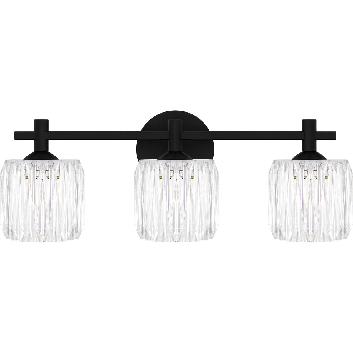 Quoizel Spade 22in 3-Light Vanity Light | Modern Matte Black and Clear Acrylic | Bathroom Vanity & Powder Room | 21.5 x 7 x 7.75 in | Model SPD8622MBK