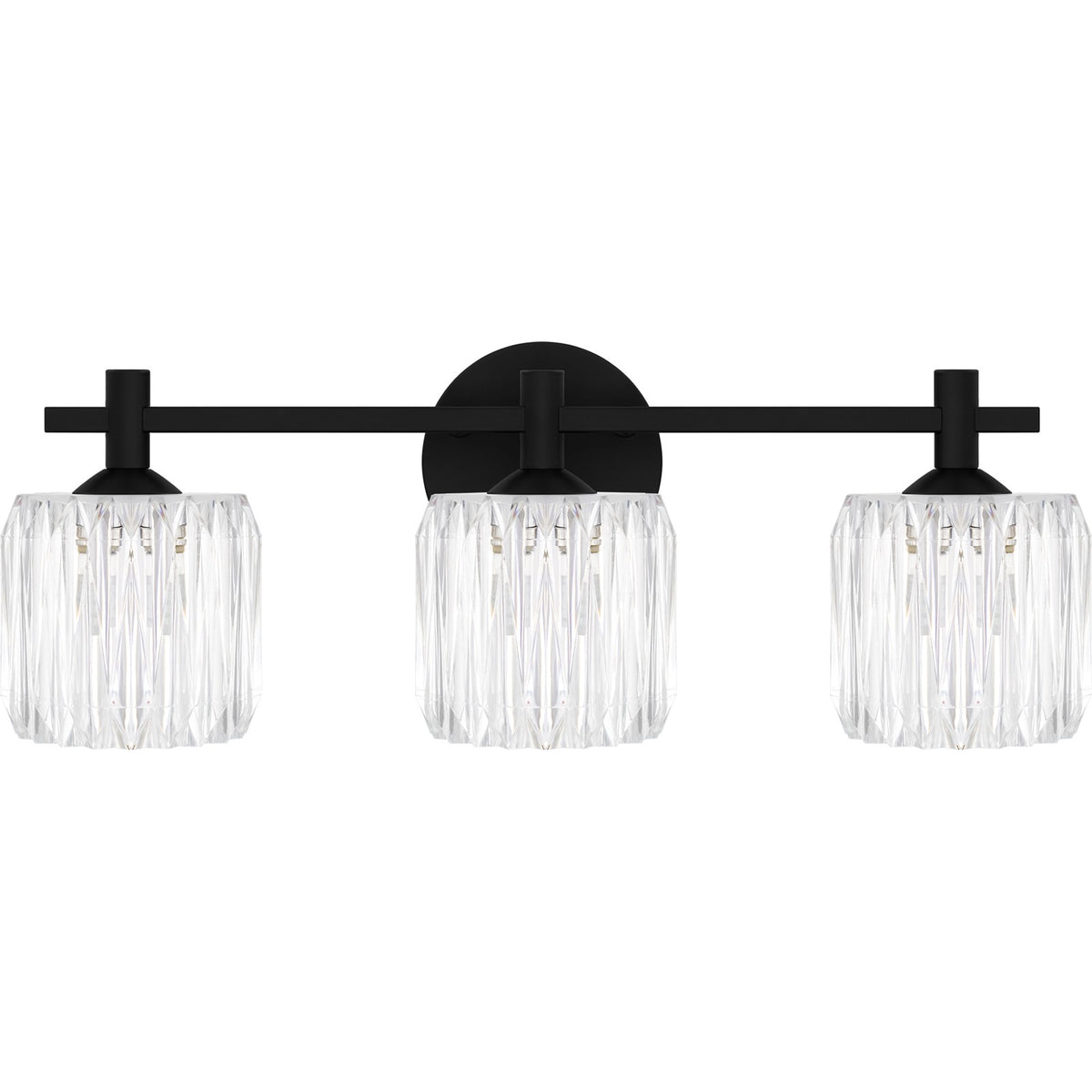 Quoizel Spade 22in 3-Light Vanity Light | Modern Matte Black and Clear Acrylic | Bathroom Vanity & Powder Room | 21.5 x 7 x 7.75 in | Model SPD8622MBK