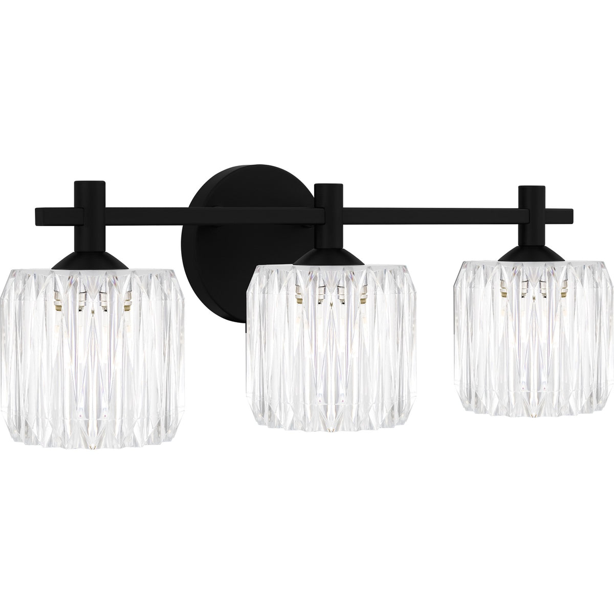 Quoizel Spade 22in 3-Light Vanity Light | Modern Matte Black and Clear Acrylic | Bathroom Vanity & Powder Room | 21.5 x 7 x 7.75 in | Model SPD8622MBK