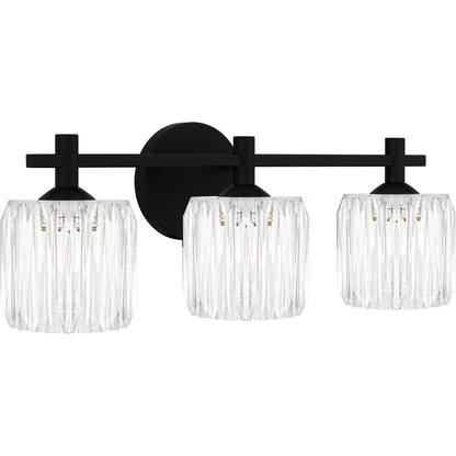 Quoizel Spade 22in 3-Light Vanity Light | Modern Matte Black and Clear Acrylic | Bathroom Vanity & Powder Room | 21.5 x 7 x 7.75 in | Model SPD8622MBK