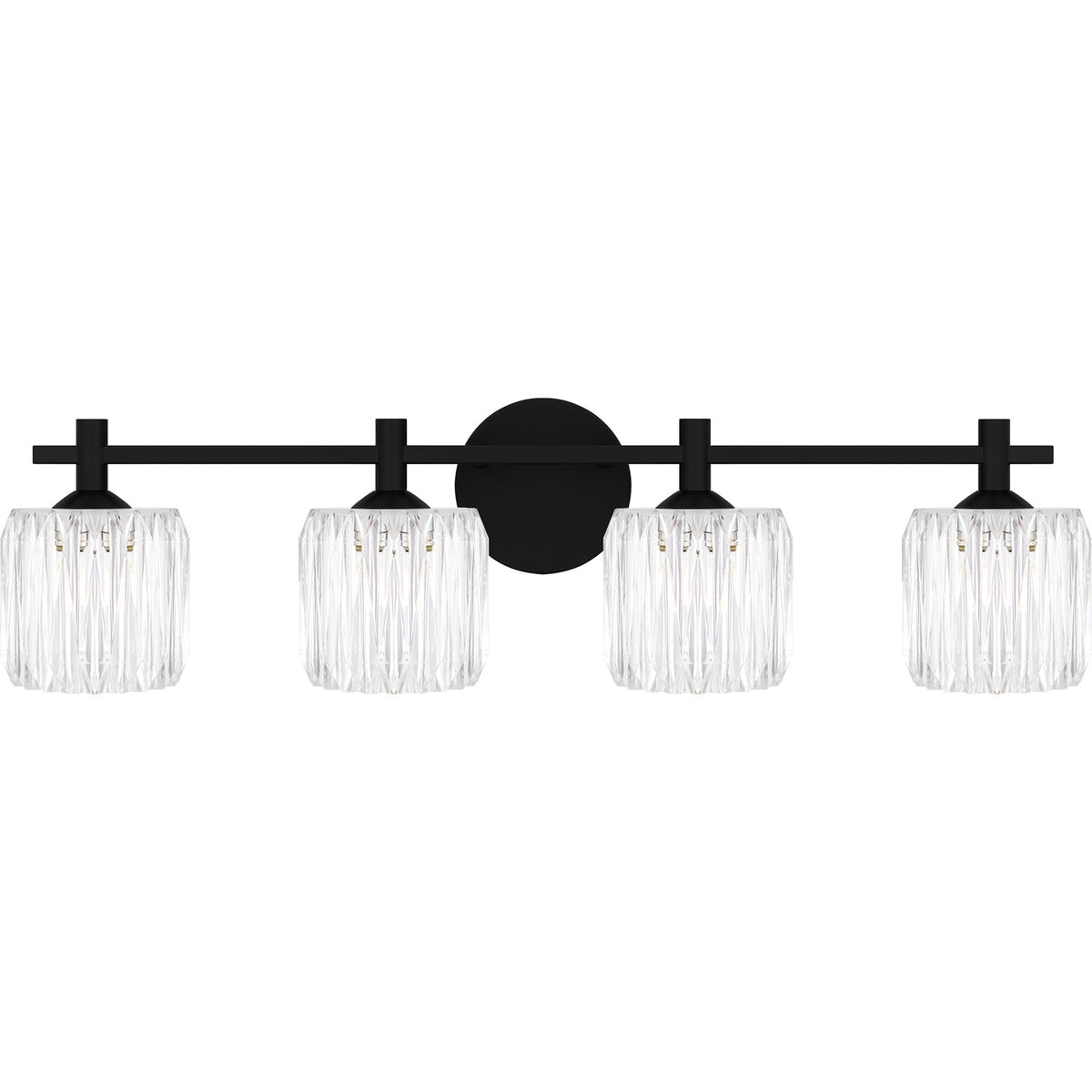 Quoizel Spade 30in 4-Light Vanity Light | Modern Matte Black and Clear Acrylic | Bathroom Vanity & Powder Room | Model SPD8630MBK