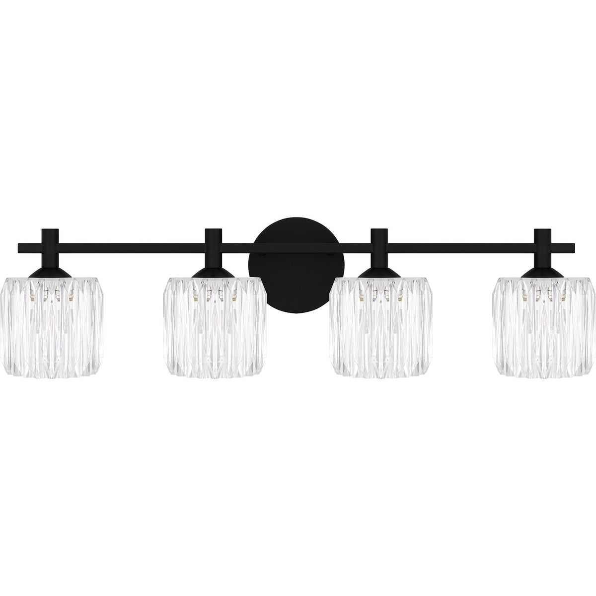 Quoizel Spade 30in 4-Light Vanity Light | Modern Matte Black and Clear Acrylic | Bathroom Vanity & Powder Room | Model SPD8630MBK