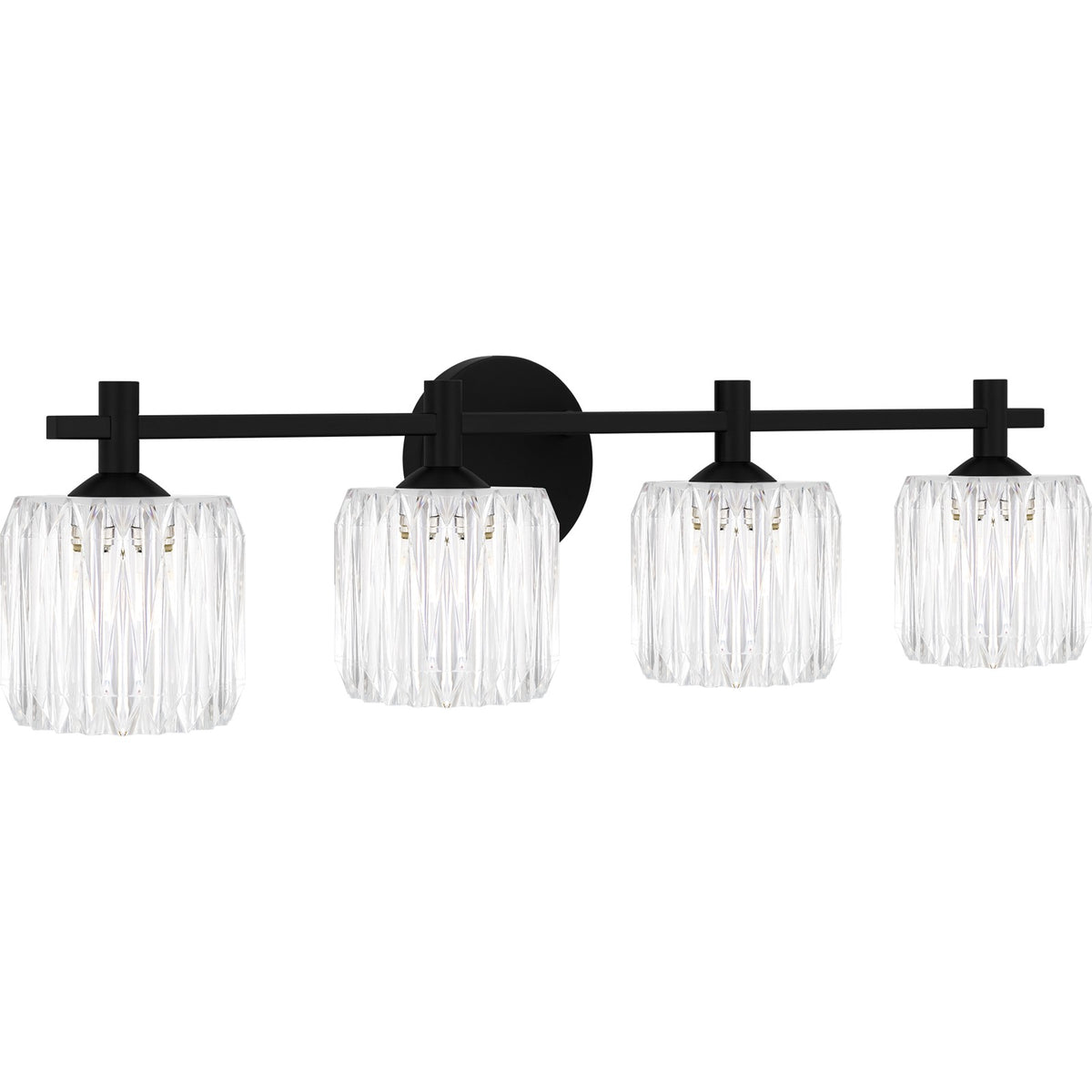Quoizel Spade 30in 4-Light Vanity Light | Modern Matte Black and Clear Acrylic | Bathroom Vanity & Powder Room | Model SPD8630MBK