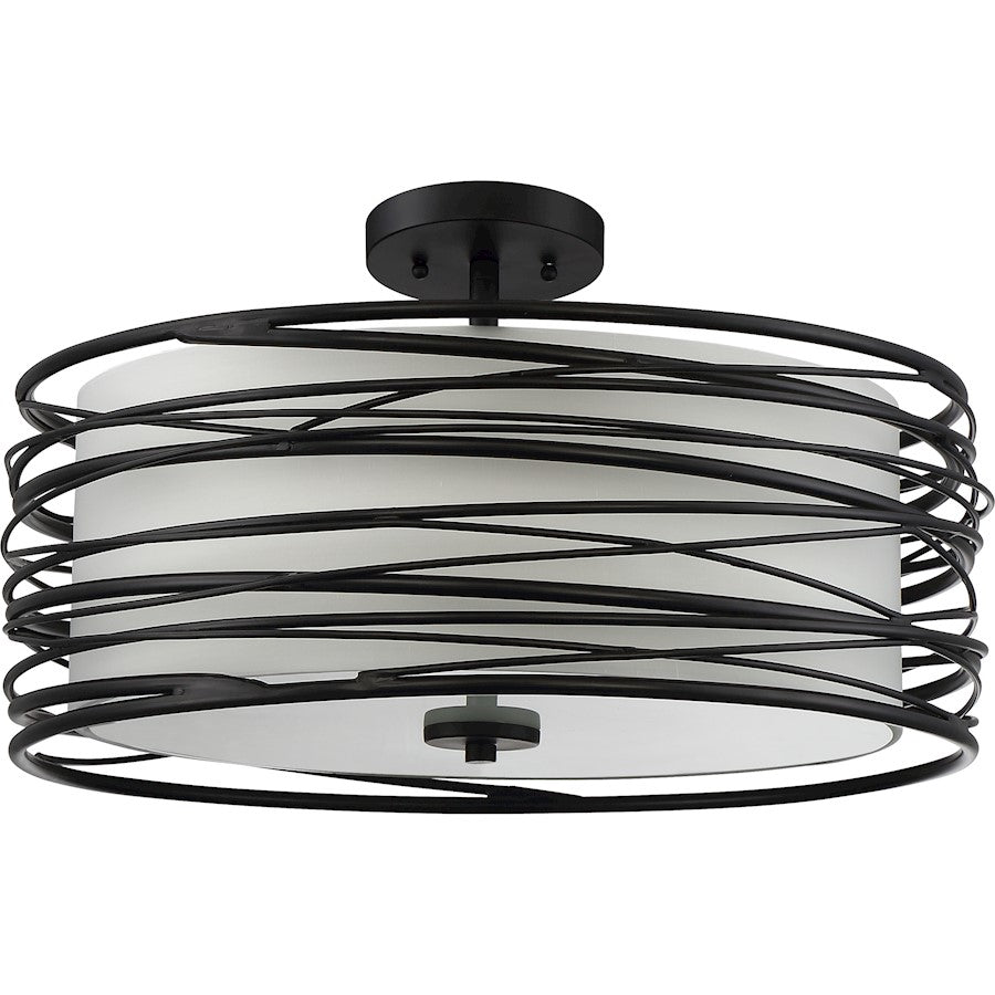 Quoizel Spiral 3 Light Semi-Flush Mount, Mystic Black