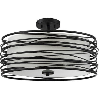 Quoizel Spiral 3 Light Semi-Flush Mount, Mystic Black