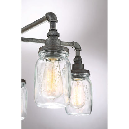 Quoizel Squire 26in 5-Light Chandelier | Industrial Rustic Black and Clear Glass | Dining Room & Foyer | 26 x 26 x 23 in | Model SQR5005RK