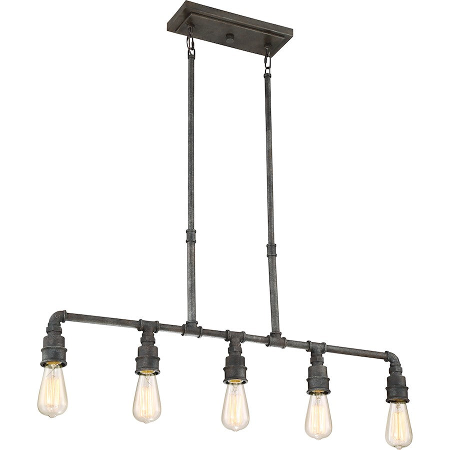 Quoizel Squire 5 Light Island Chandelier, Rustic Black