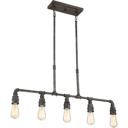 Quoizel Squire 5 Light Island Chandelier, Rustic Black
