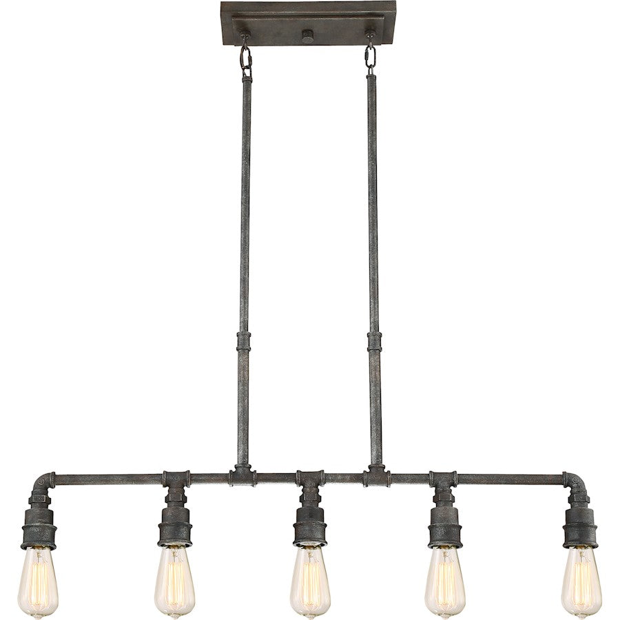 Quoizel Squire 5 Light Island Chandelier, Rustic Black
