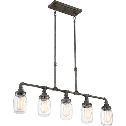 Quoizel Squire 5 Light Island Chandelier, Rustic Black