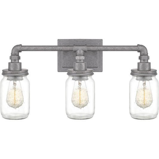Quoizel Squire 3 Light Bath Vanity, Galvanized