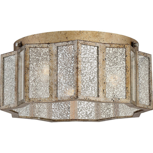 Quoizel 16" Shrine Flush Mount, Aged Gold