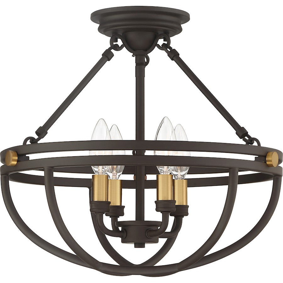 Quoizel Sergeant 4 Light Semi-Flush Mount, Western Bronze