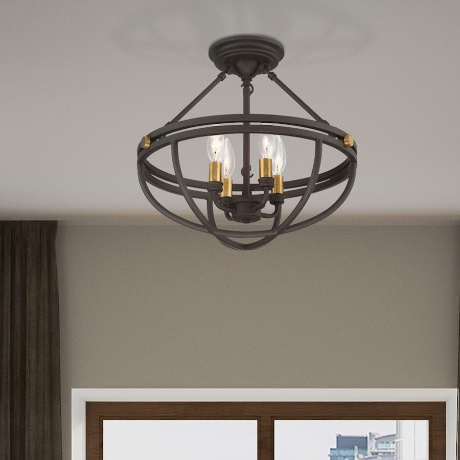 Quoizel Sergeant 4 Light Semi-Flush Mount, Western Bronze