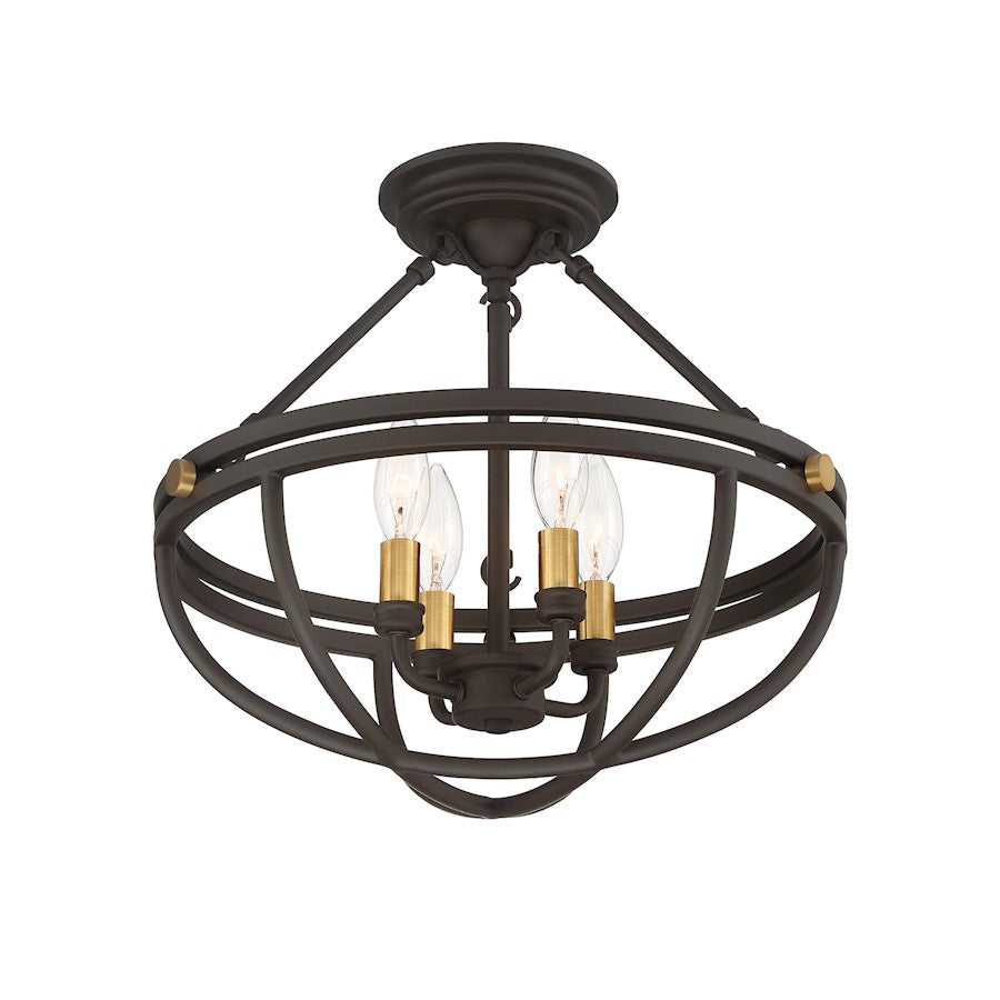 Quoizel Sergeant 4 Light Semi-Flush Mount, Western Bronze