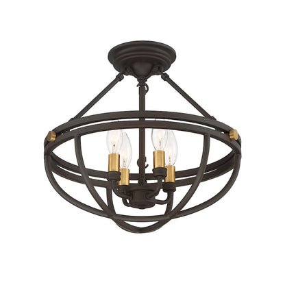 Quoizel Sergeant 4 Light Semi-Flush Mount, Western Bronze
