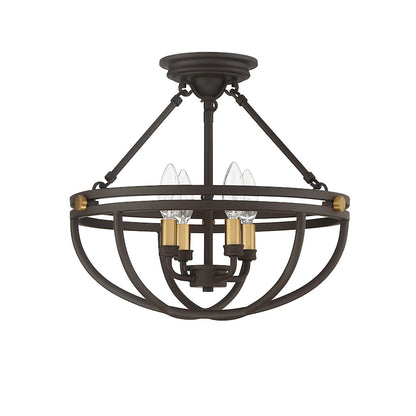 Quoizel Sergeant 4 Light Semi-Flush Mount, Western Bronze