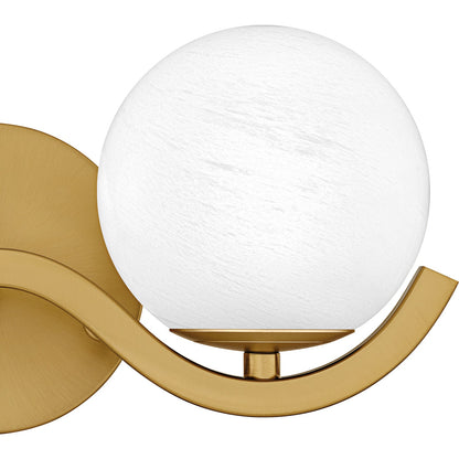 Quoizel Spherical 15in 2-Light Vanity Light | Modern Aged Brass and Cloud Glass | Bathroom Vanity | 14.5 x 6.5 x 6.5 in | Model SRI8615AB