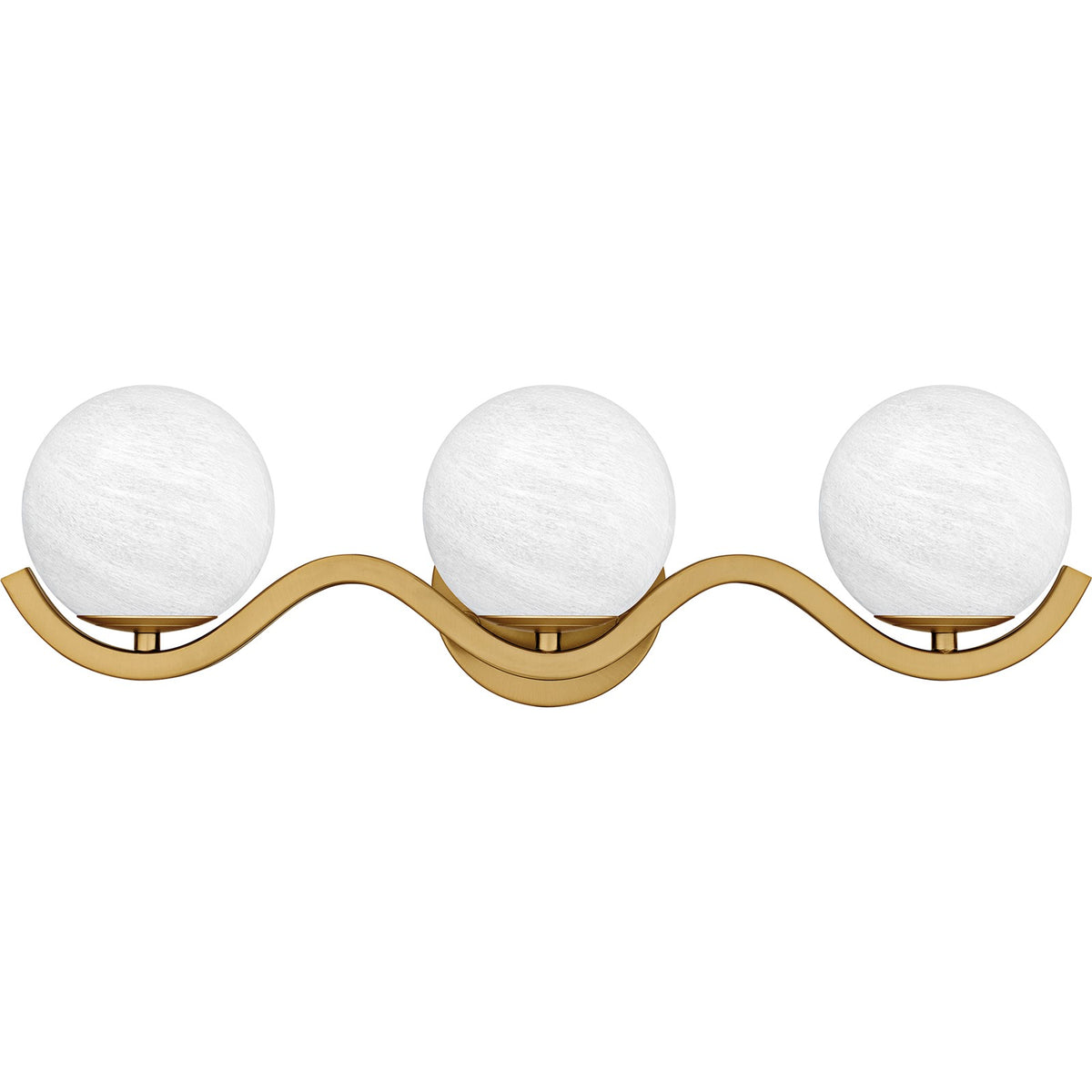 Quoizel Spherical 23in 3-Light Vanity Light | Modern Aged Brass and Cloud Glass | Bathroom Vanity | 22.5 x 6.5 x 6.5 in | Model SRI8623AB