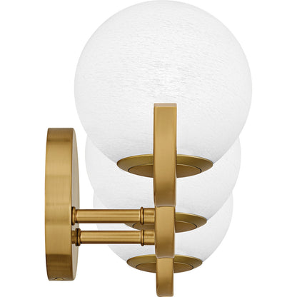 Quoizel Spherical 23in 3-Light Vanity Light | Modern Aged Brass and Cloud Glass | Bathroom Vanity | 22.5 x 6.5 x 6.5 in | Model SRI8623AB