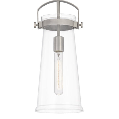 Quoizel Stella 7" 1 Light Mini Pendant, Antique Nickel/Clear