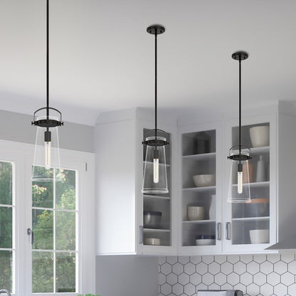 Quoizel Stella 7" 1 Light Mini Pendant, Western Bronze/Clear