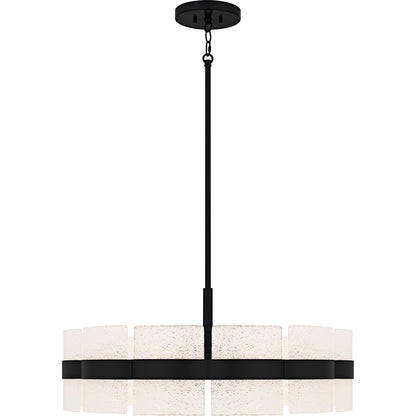 Quoizel Sweeney 30in 6-Light Pendant | Modern Matte Black and White Sand Glass | Kitchen Island & Dining Room | 30 x 30 x 12 in | Model SWE2830MBK