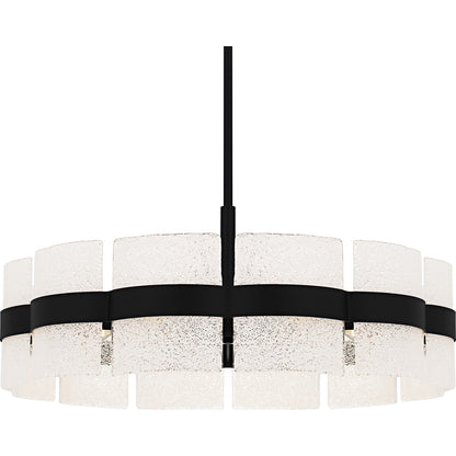 Quoizel Sweeney 30in 6-Light Pendant | Modern Matte Black and White Sand Glass | Kitchen Island & Dining Room | 30 x 30 x 12 in | Model SWE2830MBK