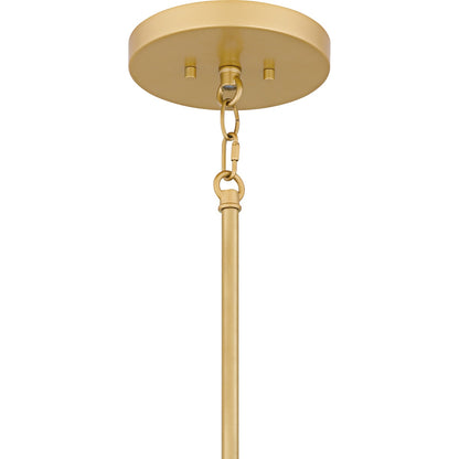 Quoizel Sweeney 30in 6-Light Pendant | Contemporary Soft Gold Steel and White Sand Glass | Dining Room & Foyer | 30 x 30 x 12 in | Model SWE2830SGD