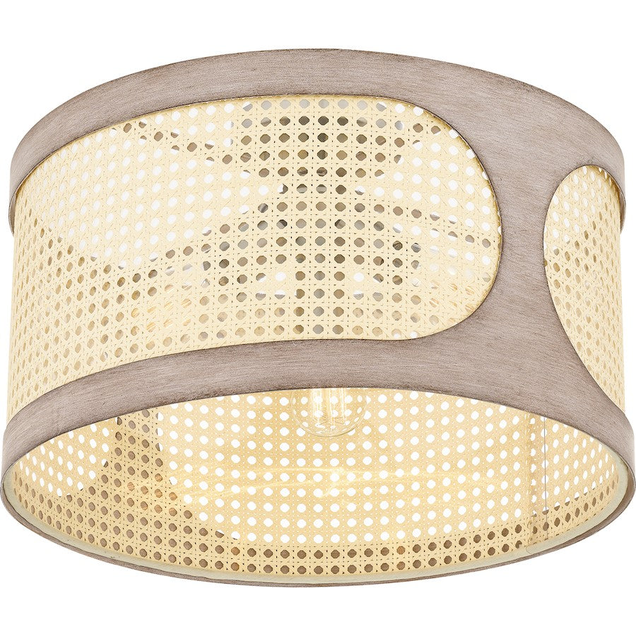Quoizel Syrah 3 Light Semi-Flush Mount, Brushed Nickel/Rattan