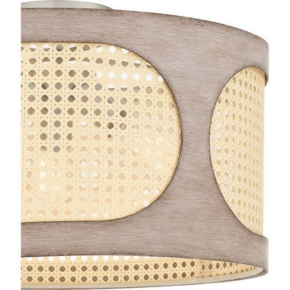 Quoizel Syrah 3 Light Semi-Flush Mount, Brushed Nickel/Rattan