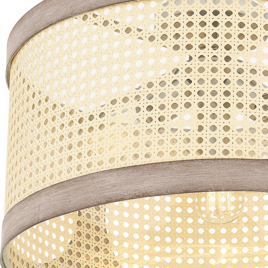 Quoizel Syrah 3 Light Semi-Flush Mount, Brushed Nickel/Rattan